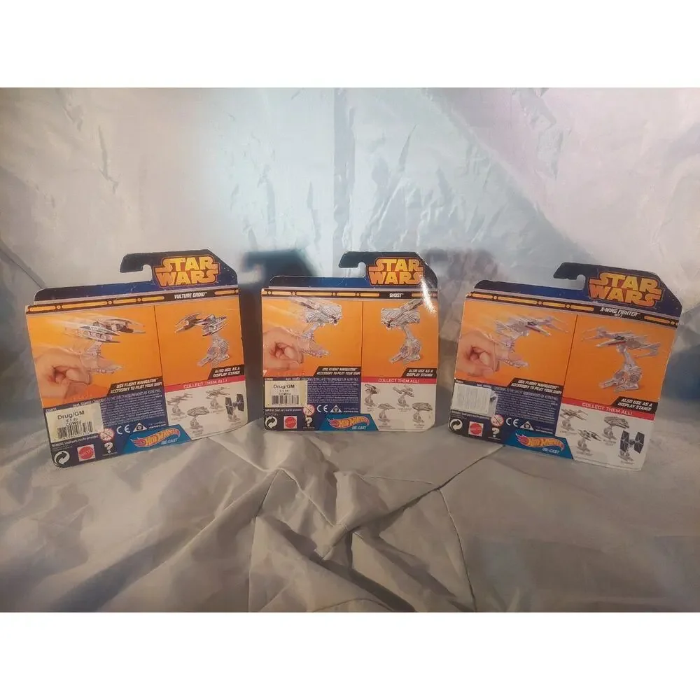 Hot Wheels Star Wars Set Of 3 Red 3 X-Wing Fighter, Ghost, Vulture Droid Sealed